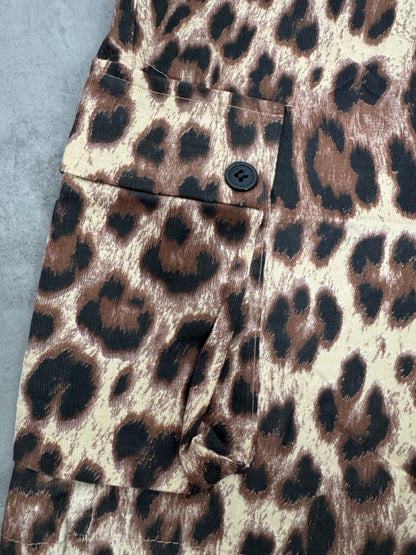 Bermuda cargo a costine in fantasia leopardata 8-16 anni