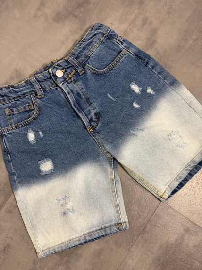 Jeans shorts denim slavato chiaro con strappi 10-16 anni