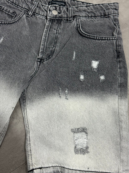 Jeans shorts denim grigio slavato con strappi 10-16 anni
