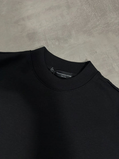 T-shirt nera con mezzo collo alto e scritta "LOS ANGELES" spray 10-16 anni