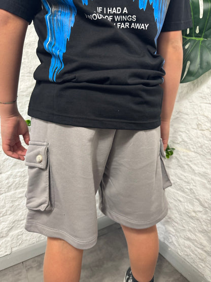 Pantaloncini cargo in cotone grigio ghiaccio 10-16 anni