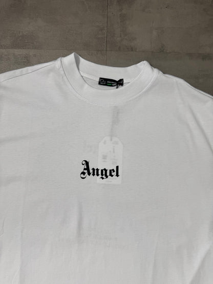 T-shirt bianca con stampa ali e scritta "ANGEL" - OVERSIZE
