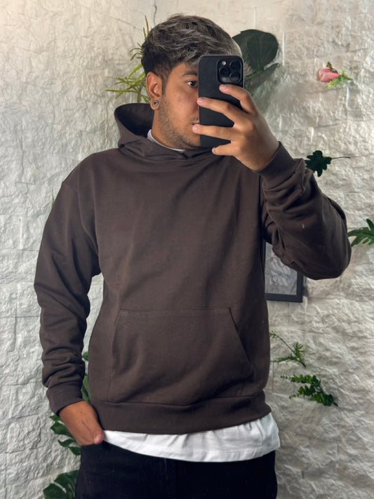 Felpa marrone boxy fit con cappuccio - GARZATO