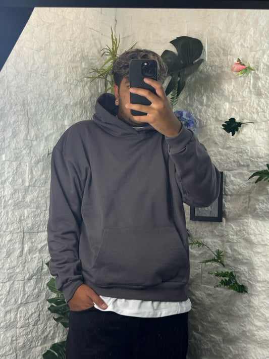 Felpa grigio piombo boxy fit con cappuccio - GARZATO