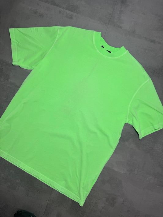 T-shirt verde fluo in tinta unita con mezzo collo alto - OVERSIZE 10-16 anni