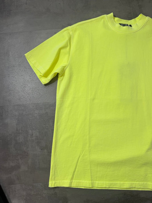 T-shirt giallo fluo in tinta unita con mezzo collo alto - OVERSIZE 10-16 anni