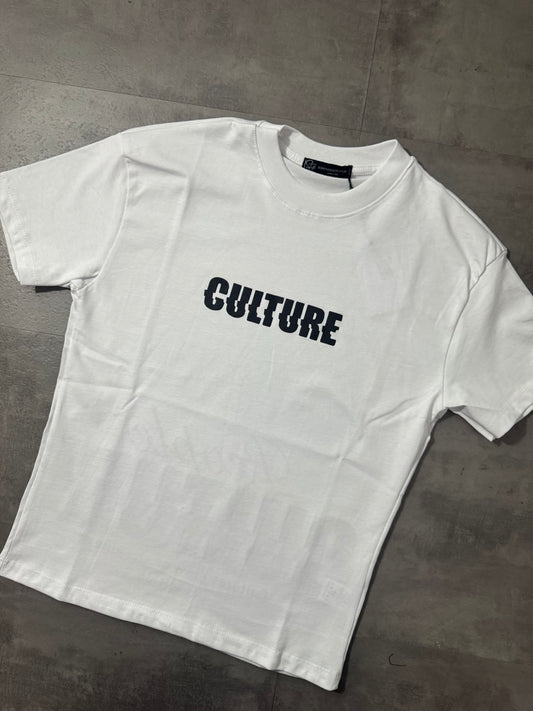 T-shirt bianca con stampa scritta "CULTURE" 10-16 anni - OVERSIZE