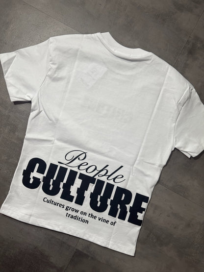 T-shirt bianca con stampa scritta "CULTURE" 10-16 anni - OVERSIZE