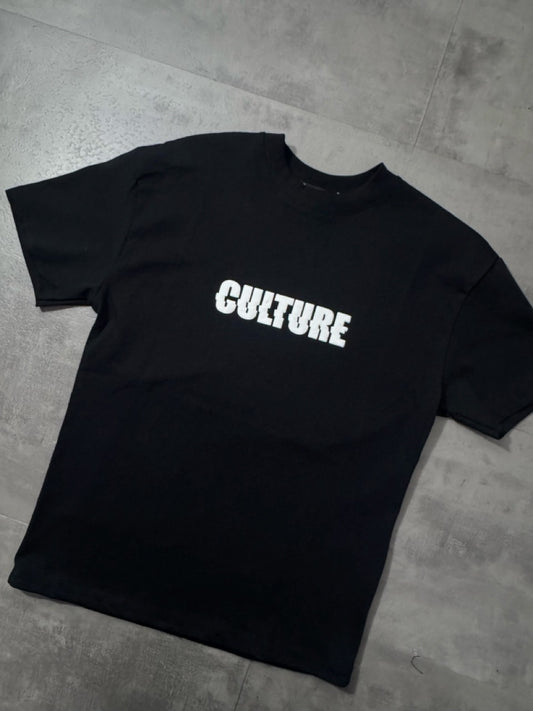 T-shirt nera con stampa scritta "CULTURE" 10-16 anni - OVERSIZE