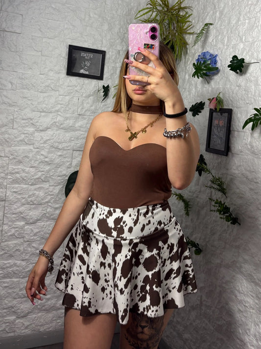 Body in lycra tinta unita con choker abbinato