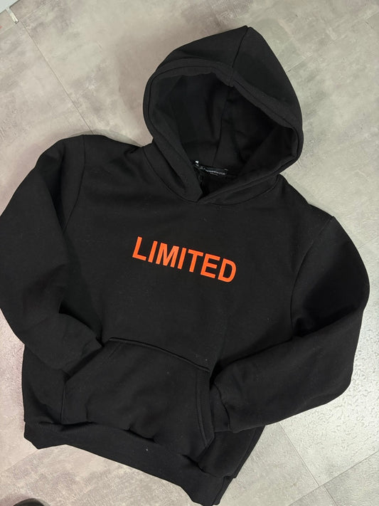 Felpa nera con cappuccio e stampa "LIMITED" fluo - FELPATO 10-16 anni
