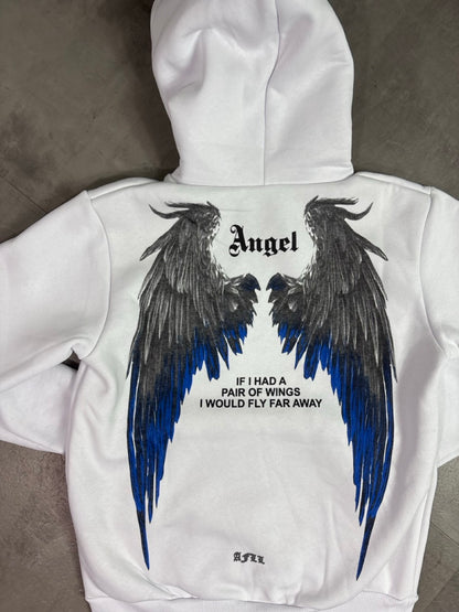 Felpa bianca con cappuccio e stampa con ali "ANGEL" - FELPATO 10-16 anni