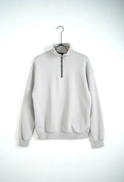 Felpa grigio ghiaccio con half zip - GARZATO