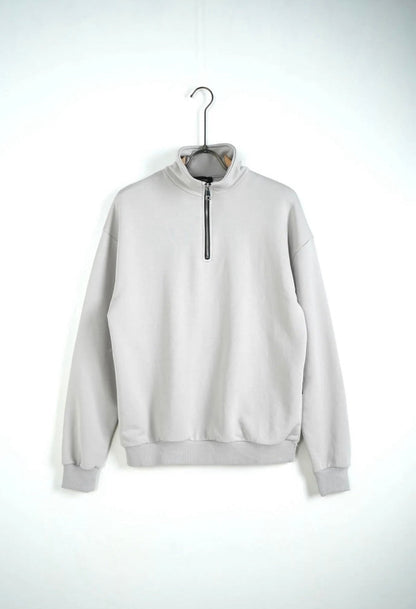 Felpa grigio ghiaccio con half zip - GARZATO