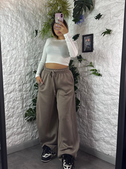 Pantalone in felpa balloon con tasche e vita con lacci - OVERSIZE