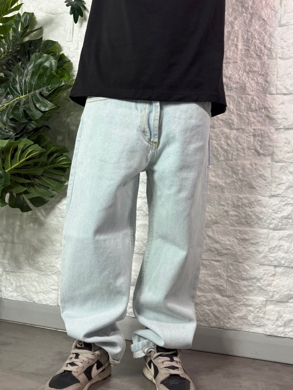 Jeans baggy azzurro ghiaccio in denim 10-16 anni