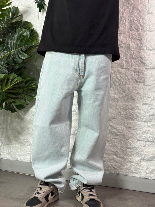 Jeans baggy azzurro ghiaccio in denim 10-16 anni
