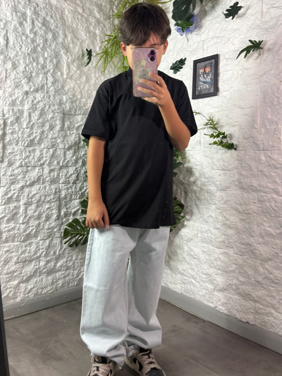 Jeans baggy azzurro ghiaccio in denim 10-16 anni