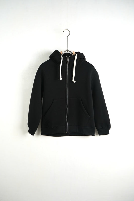 Felpa nera con cappuccio e zip con lacci lunghi - OVERSIZE FELPATO 1016 anni